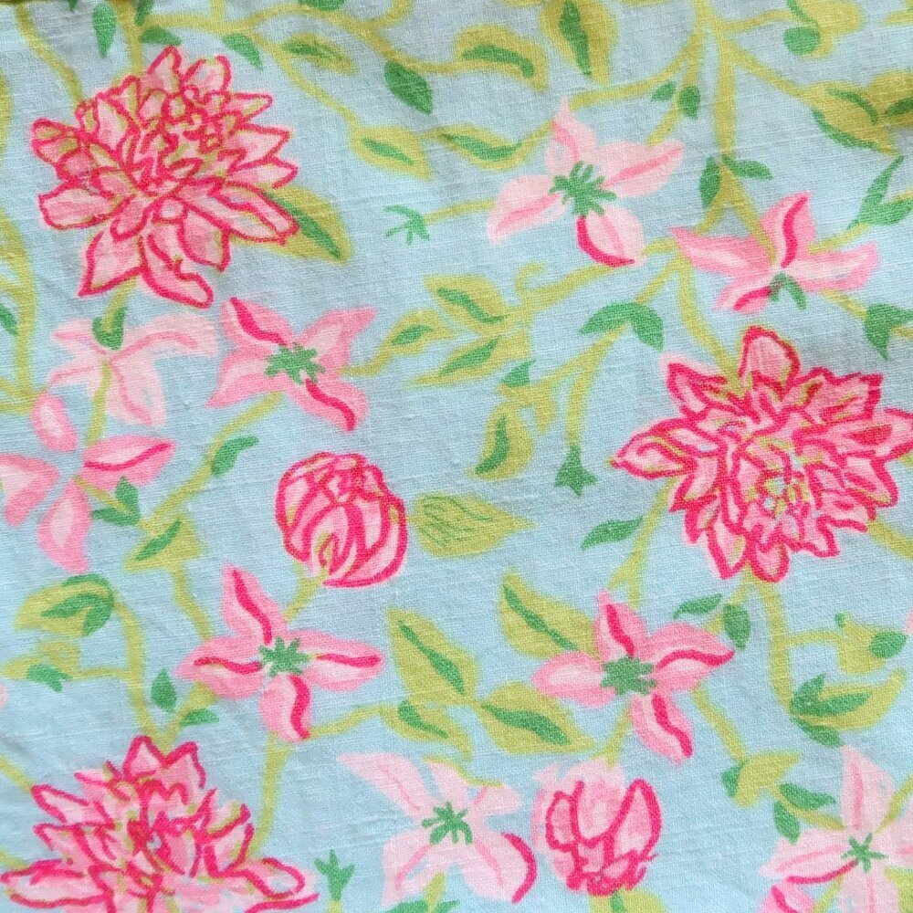Lilly Pulitzer Linen Cotton Blue Ping Floral Sleeveless Boat Neck Sheath Dress 8 - Picture 2 of 9